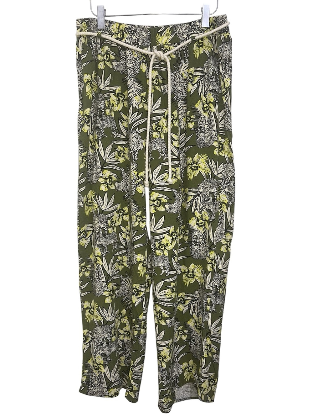 Modern Attraction Linen Pants Womens XL Wide-leg Palazzo High Rise Rope Belt